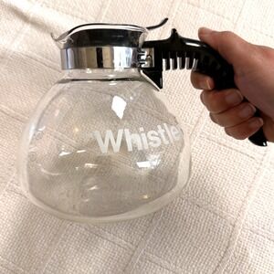 VTG Gemco The Whistler Glass Tea Kettle Stovetop Whistling Pot MCM Retro USA